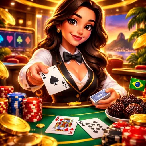 Cartas de blackjack distribuídas em mesa de feltro verde